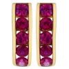 Pink Sapphire Channel Set Column Stud Earrings in Yellow Gold