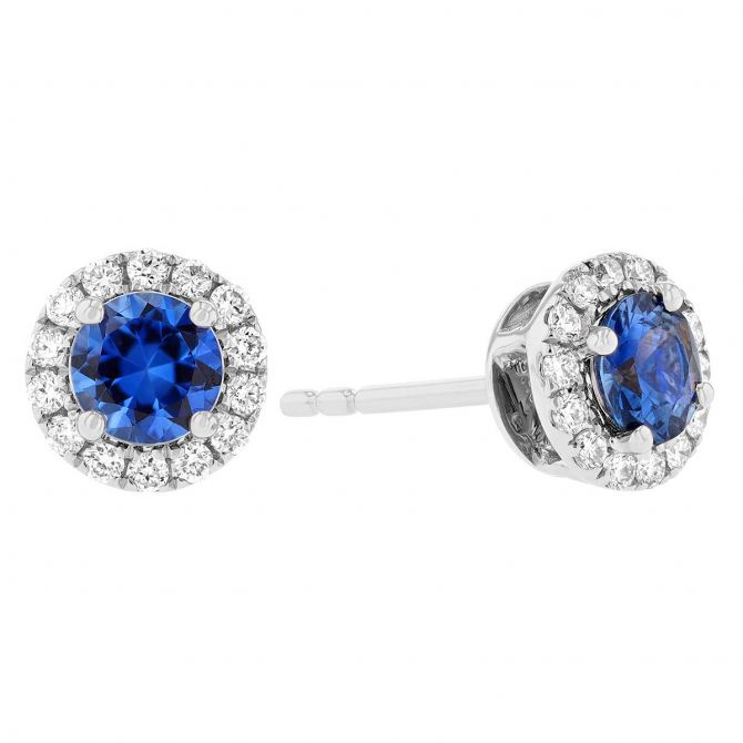E.W Adams 18ct White Gold Claw Set Sapphire Round Stud Earrings at John  Lewis & Partners