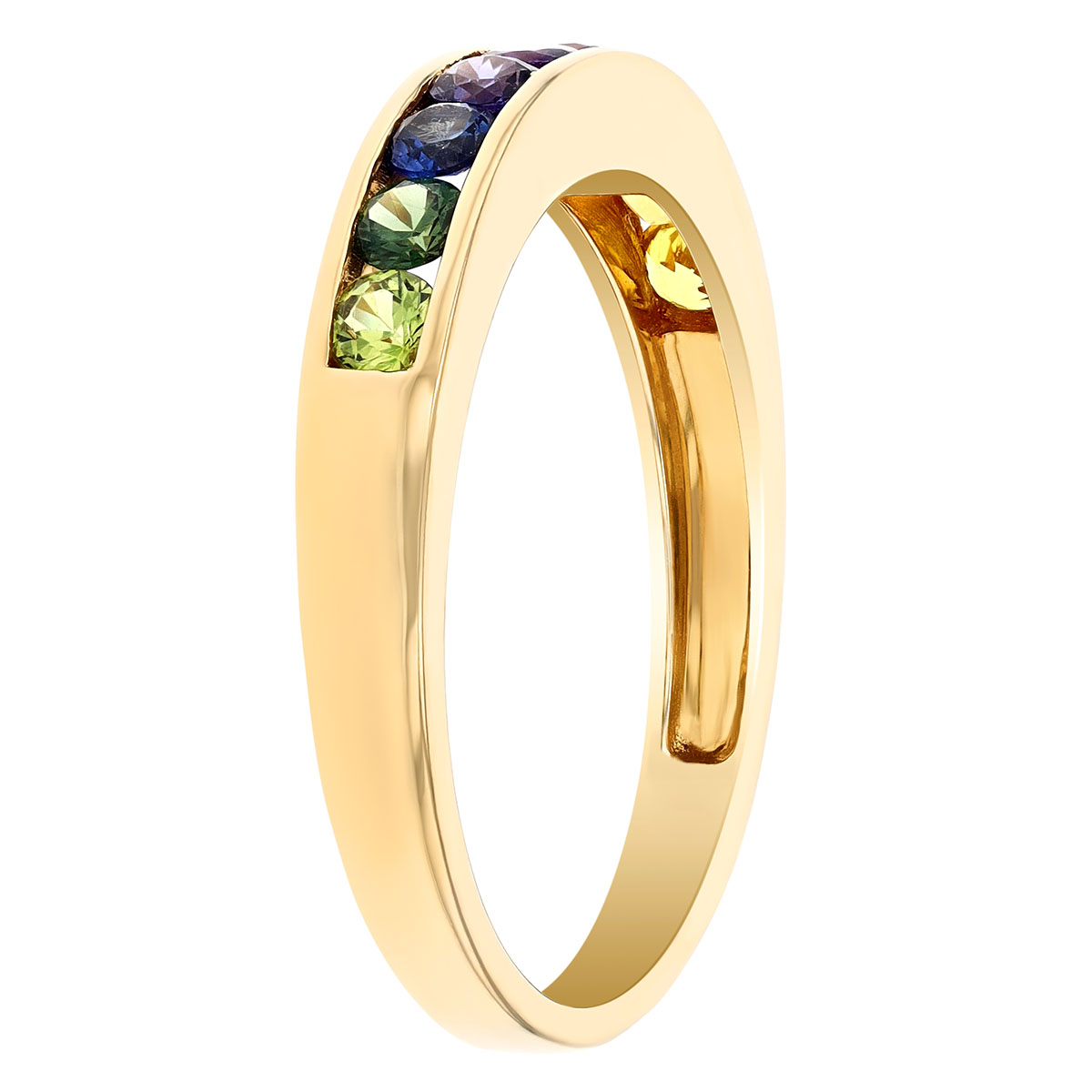 Multicolored Sapphire Channel Set Ring in Yellow Gold