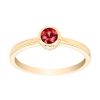 Round Ruby Bezel Set Solitaire Stacking Ring in Yellow Gold, 0.35 tw