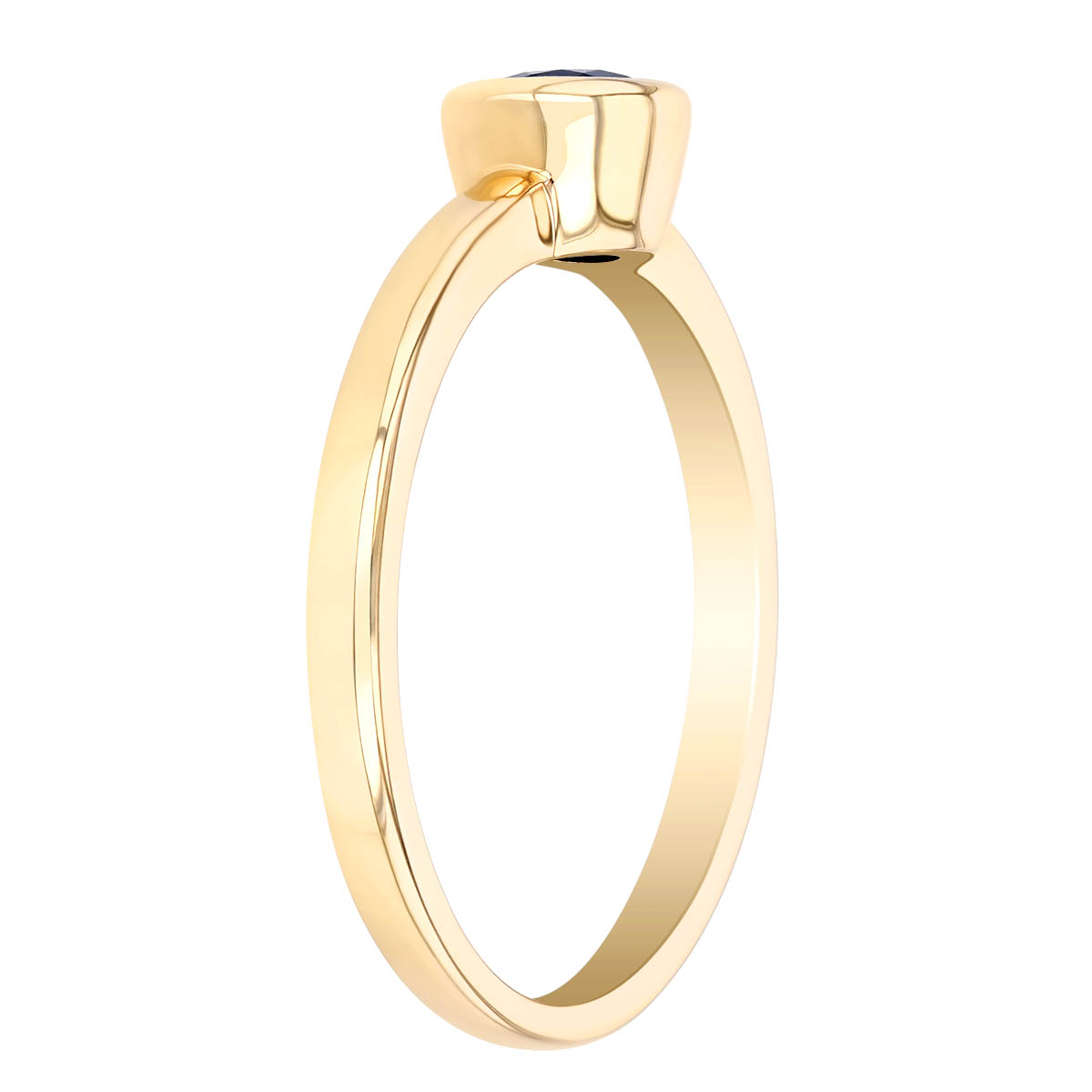 Round Sapphire Bezel Set Solitaire Stacking Ring in Yellow Gold