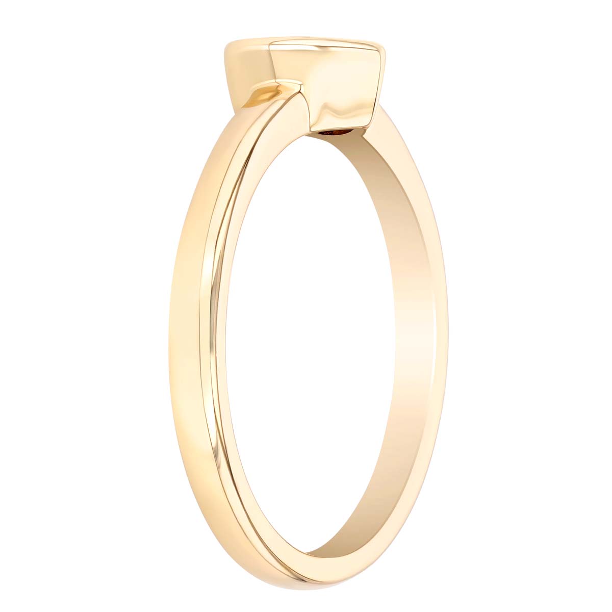 Heart Shaped Purple Sapphire Bezel Set Solitaire Stacking Ring in Yellow Gold