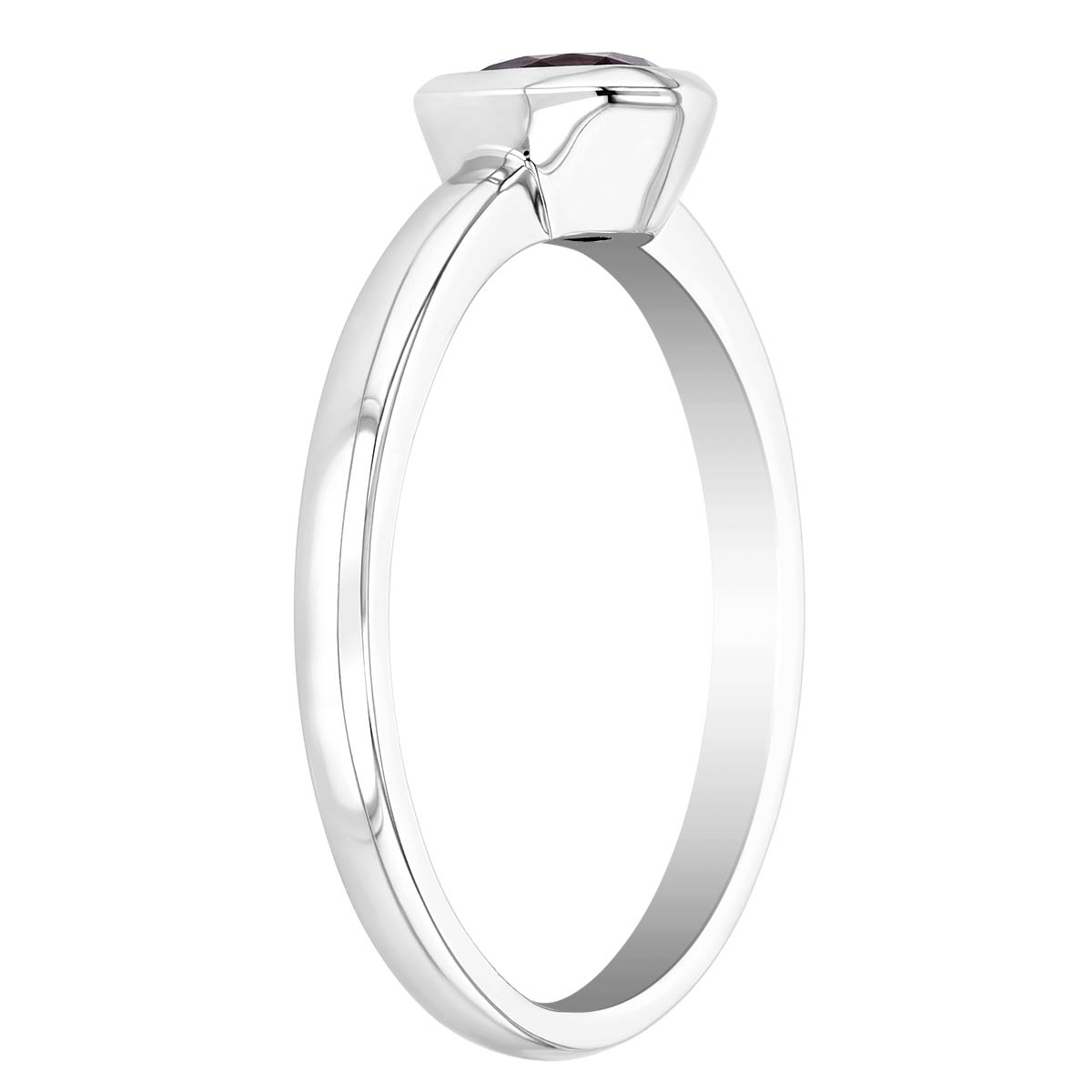 Round Ruby Bezel Set Solitaire Stacking Ring in White Gold, 0.72 tw