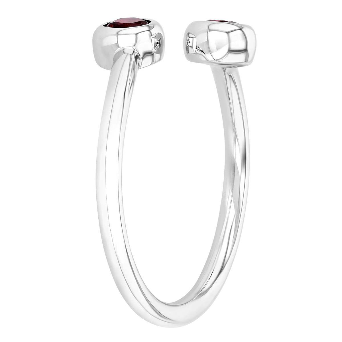 Round Ruby Bezel Set Bypass Ring in White Gold