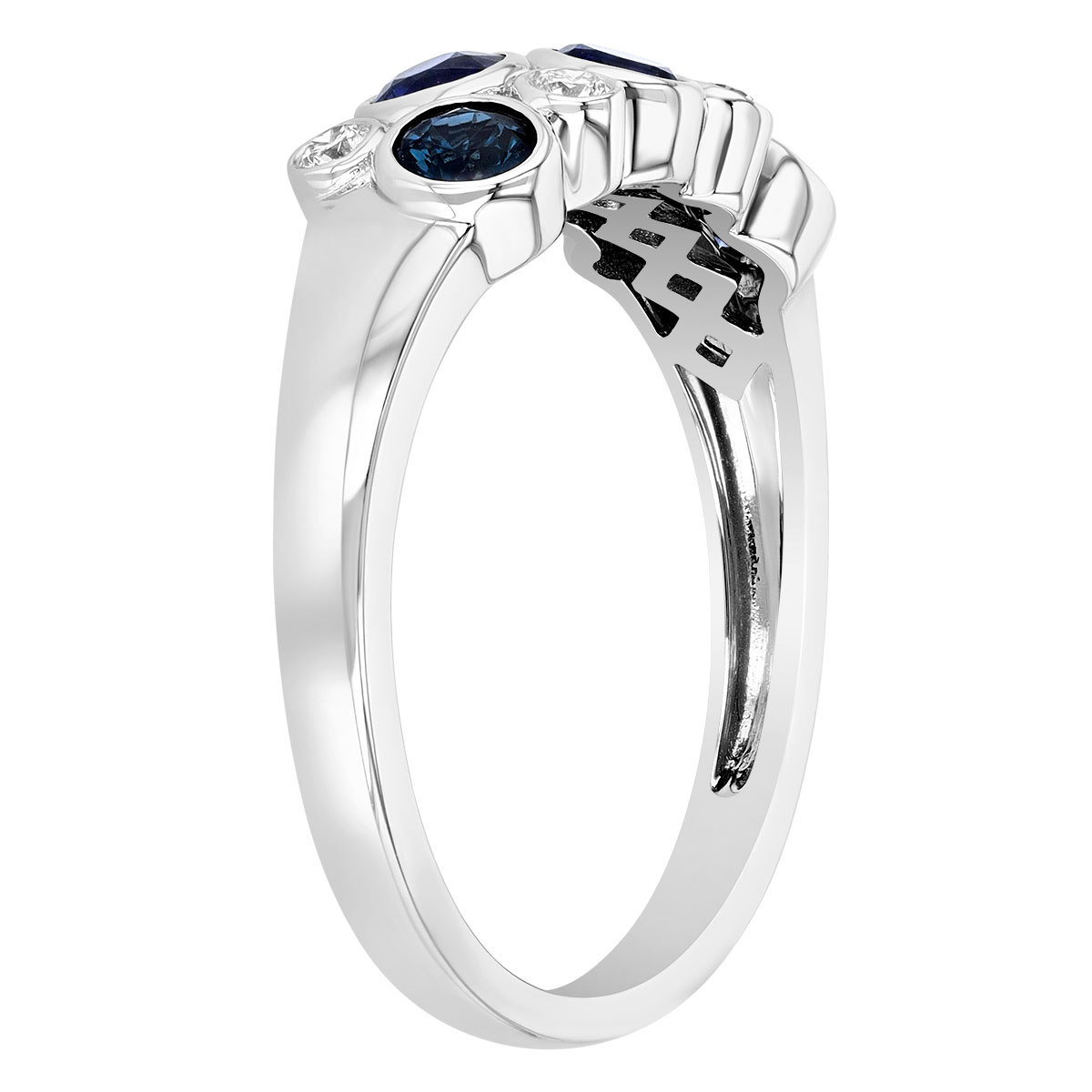 Sapphire & Diamond Bezel Set Bubble Ring in White Gold