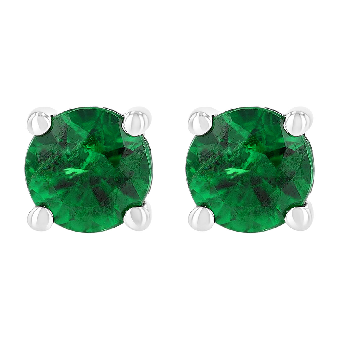 Round Tsavorite Garnet Stud Earrings in White Gold, .58 cttw