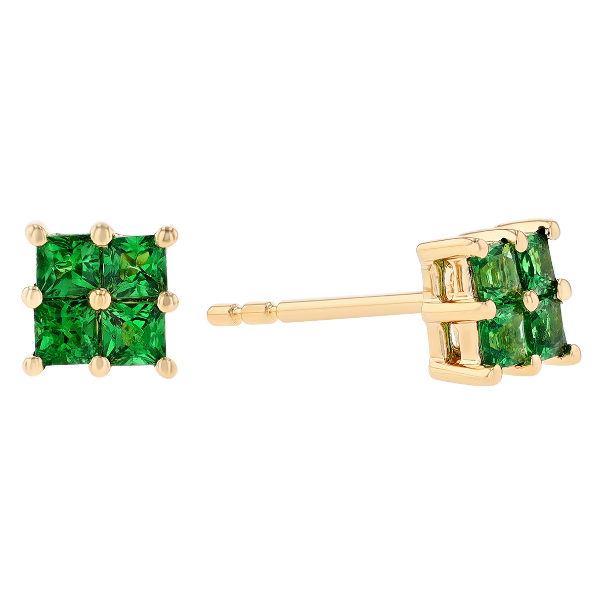 Tsavorite Garnet & 18k Gold Pill Stud Earrings