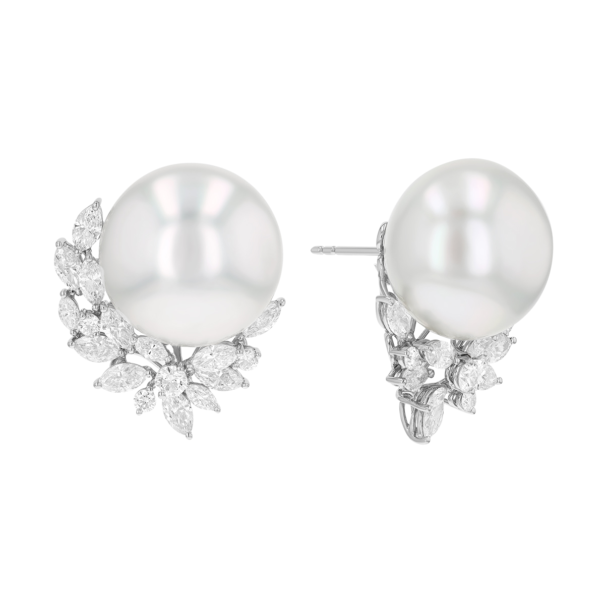 TARA Pearls South Sea Cultured Pearl & Diamond Cluster Drop Earrings in White Gold
