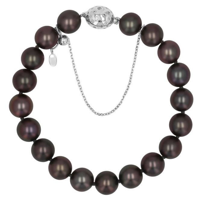 TARA Pearls Tahitian South Sea Cultured Pearl Bracelet in Whit Gold with Diamond Accents, 7.5", 8-9 