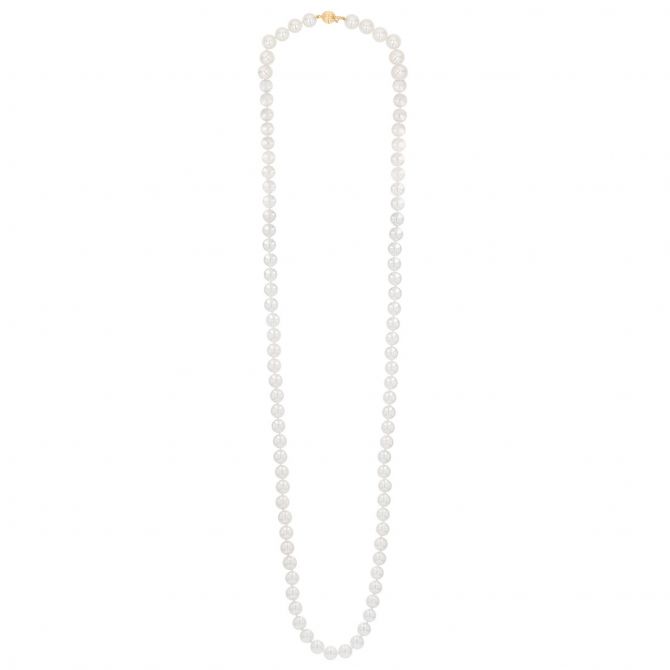 9.5-10.5mm Cultured Freshwater Pearl Strand Necklace with Sterling Silver  Filigree Clasp - 30