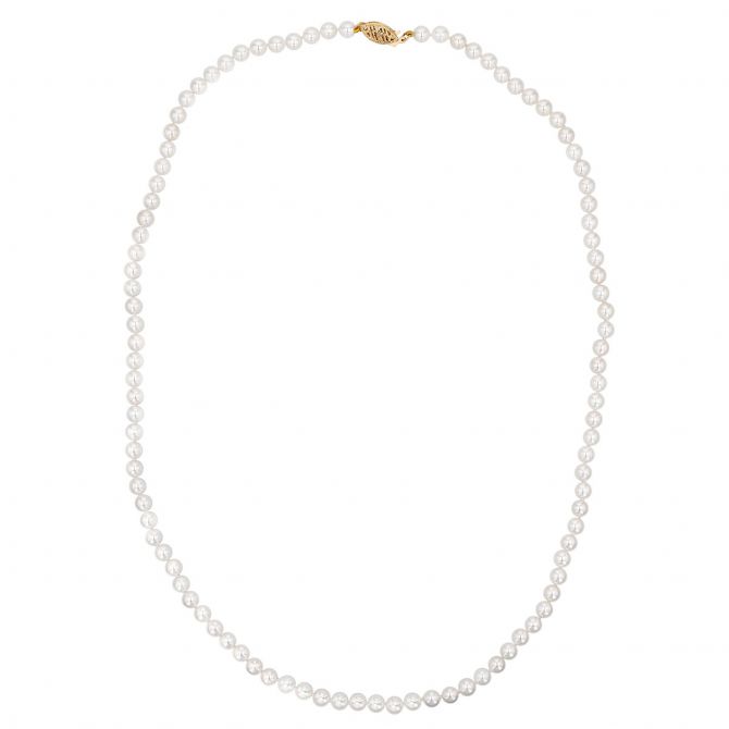 TARA Pearls White Cultured Pearl Necklace with Yellow Gold Clasp, 20"