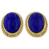 Oval Cabochon Lapis Lazuli Stud Earrings in Yellow Gold