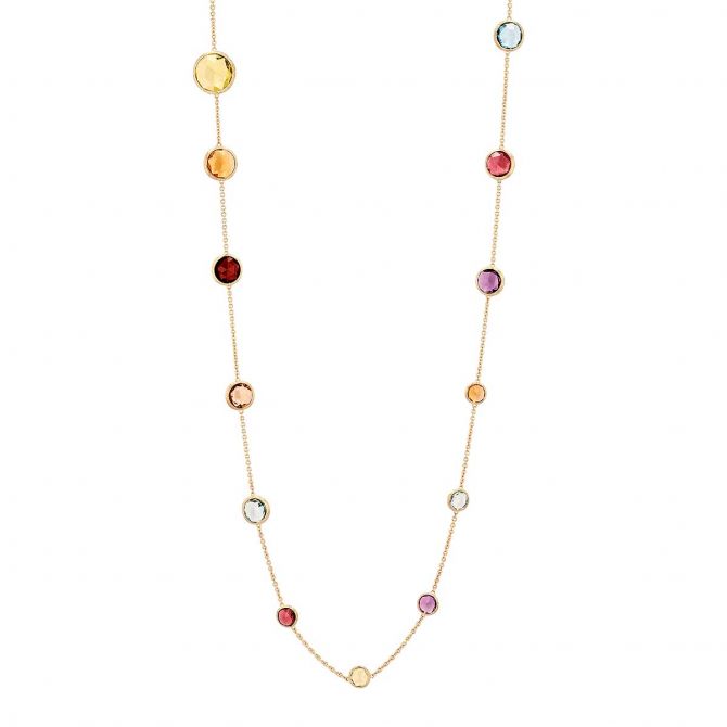 Marco Bicego Jaipur Mixed Gemstone Station Necklace in Yellow Gold, 36"