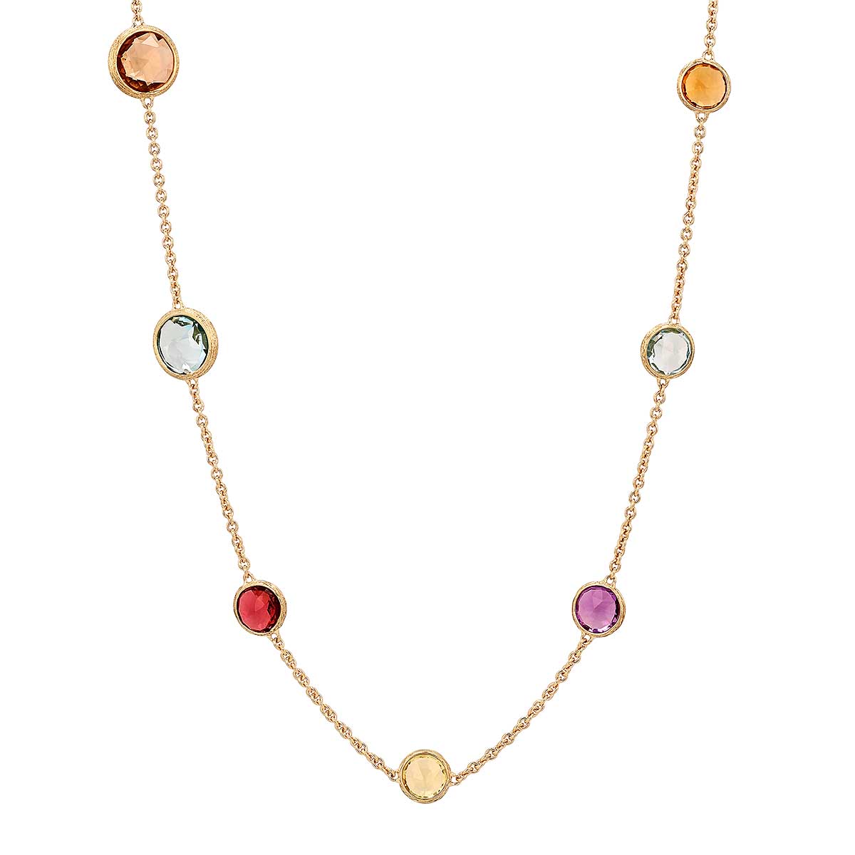 Marco Bicego Jaipur Mixed Gemstone Station Necklace in Yellow Gold, 36