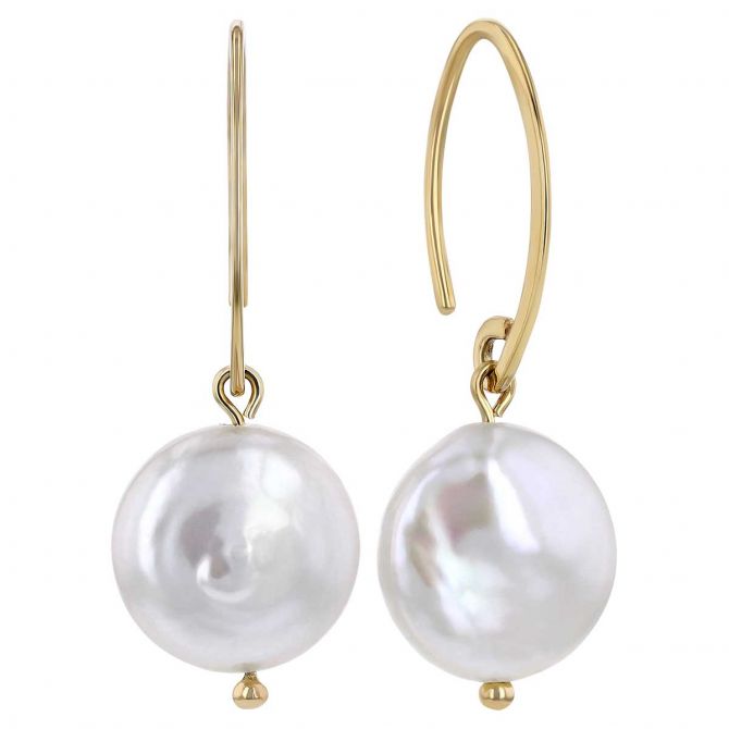 Cultured Pearl Dangle Earrings in Yellow Gold