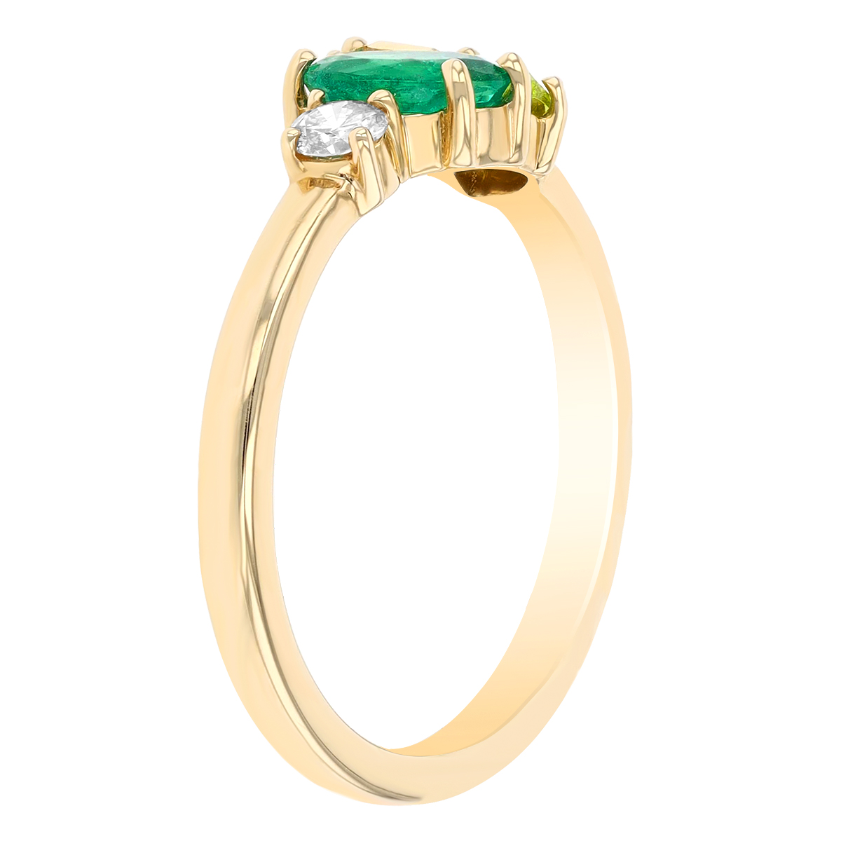 Mixed Shape Emerald, Peridot, Citrine & Diamond Cluster Ring in Yellow Gold