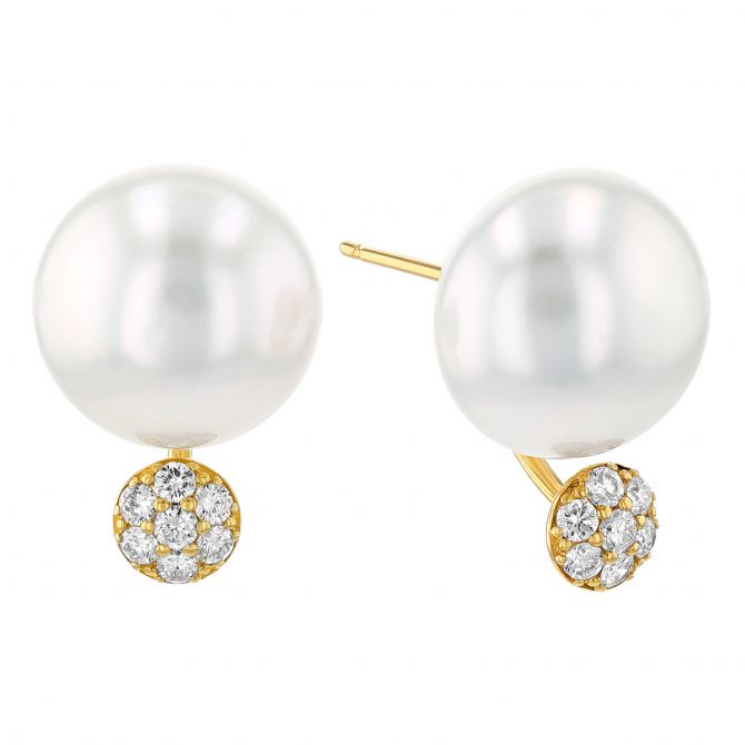 TARA Pearls White South Sea Cultured Pearl Diamond Pav Drop