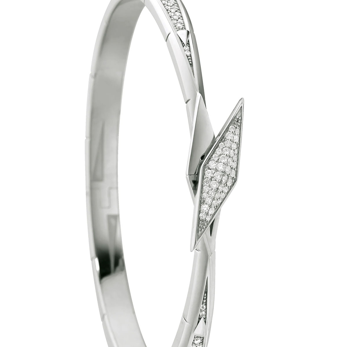 Monica Rich Kosann Points North White Sapphire Pave Bangle Bracelet in Sterling Silver