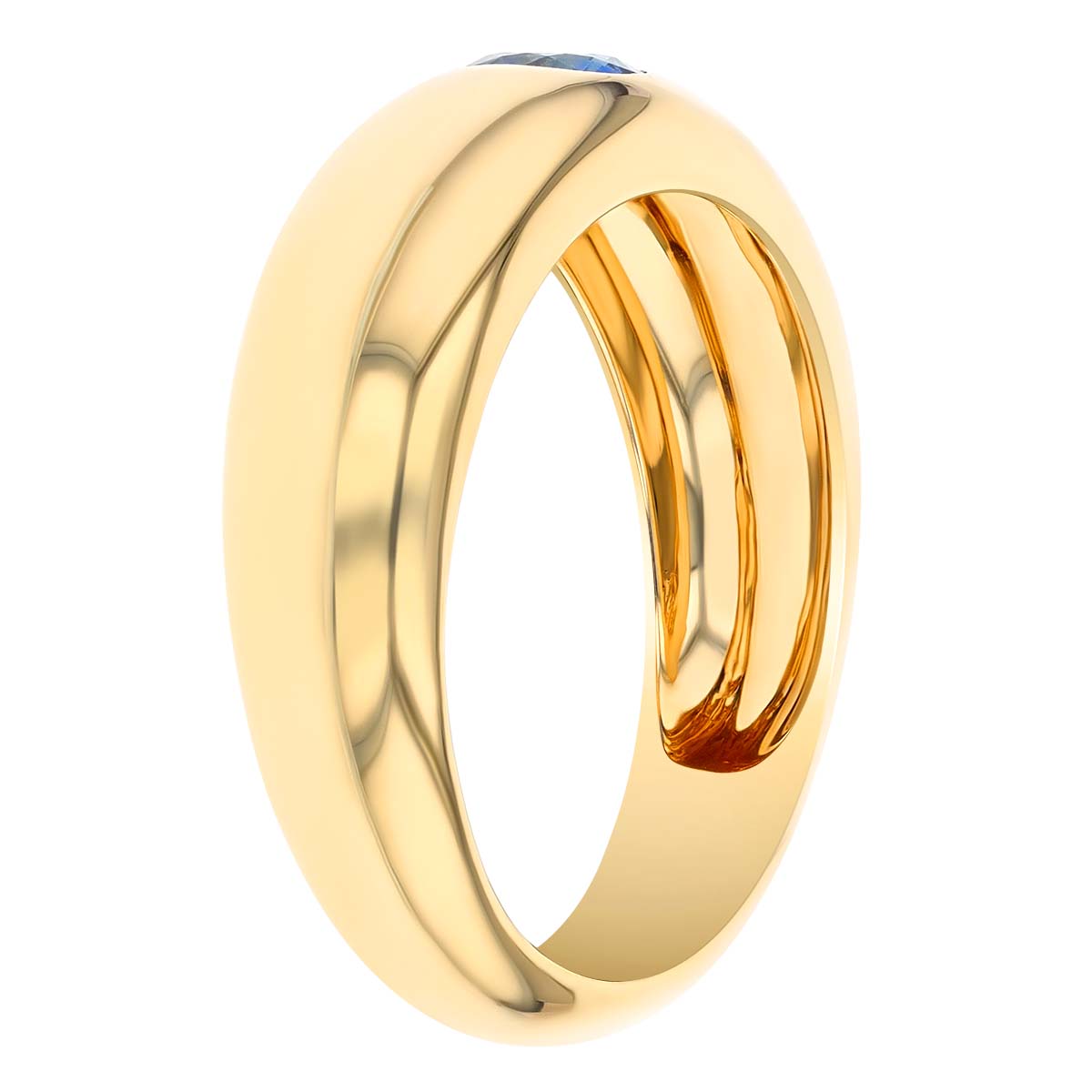 Round Sapphire Flush Set Ring in Yellow Gold