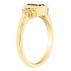 Emerald Cut Peridot & Diamond Cluster Ring in Yellow Gold