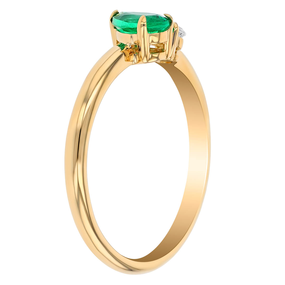 Pear Shaped Emerald & Diamond Duo Ring in Yellow Gold