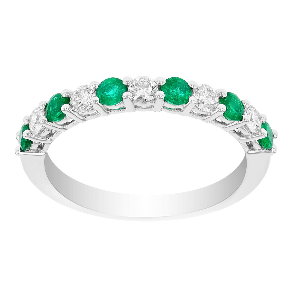 Emerald & Diamond Ring in White Gold