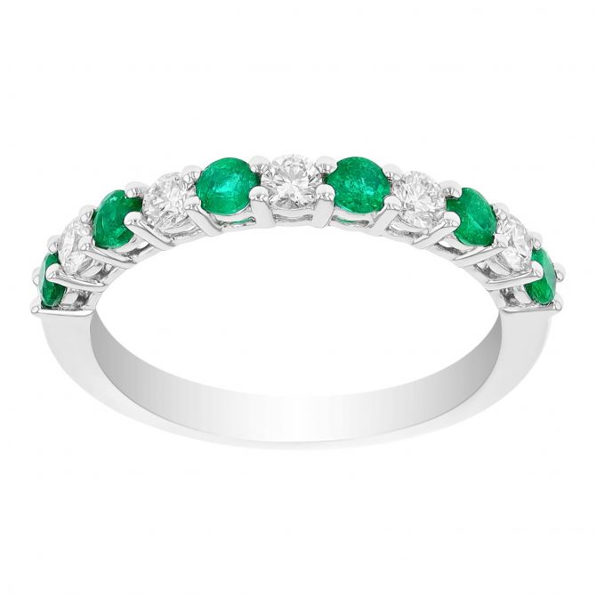 Emerald & Diamond Ring in White Gold
