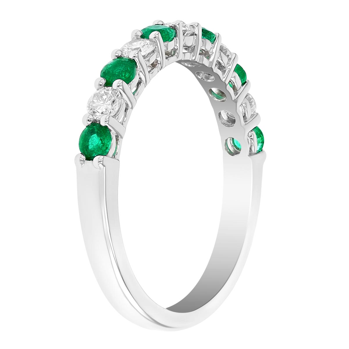 Emerald & Diamond Ring in White Gold
