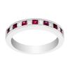 Princess Cut Ruby & Diamond Channel Set Ring in White Gold