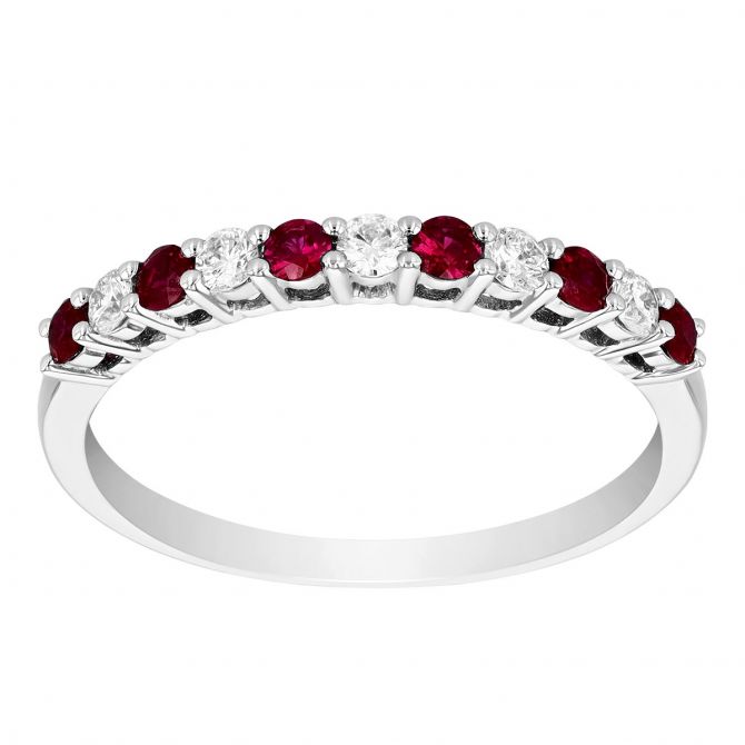 14k White Gold Ruby Stackable Ring