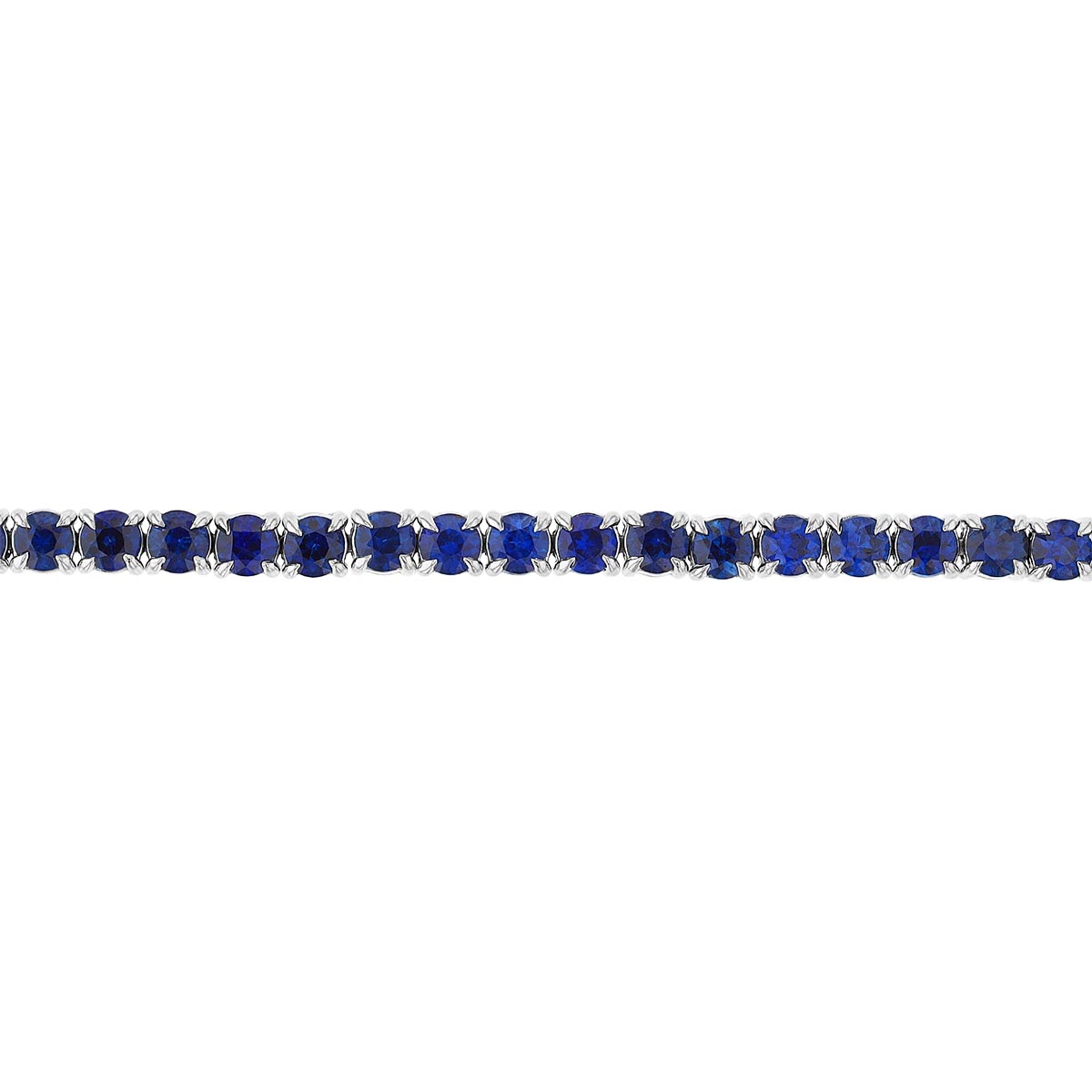 Blue Sapphire Prong Set Tennis Bracelet in White Gold, 7