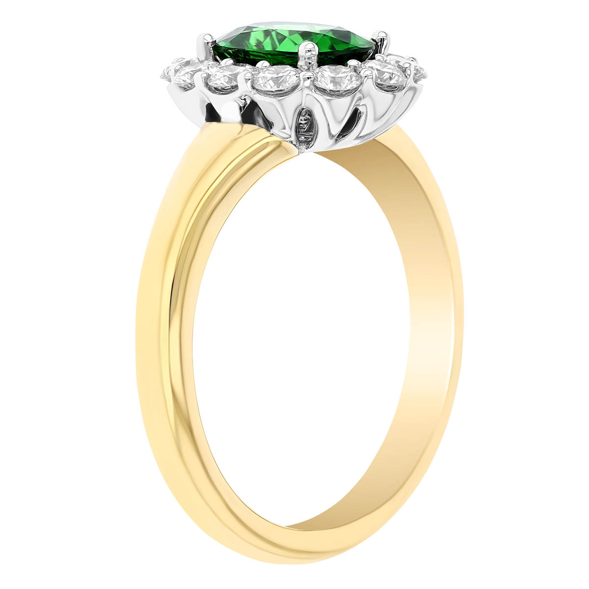 Oval Chrome Tourmaline & Diamond Halo Ring in Two Tone