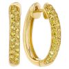 Yellow Sapphire Pave Huggie Hoop Earrings in Yellow Gold