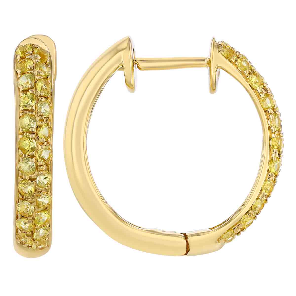 Yellow Sapphire Pave Huggie Hoop Earrings in Yellow Gold