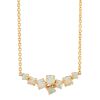 White Opal Cabochon Bubble Necklace in Yellow Gold, 17"