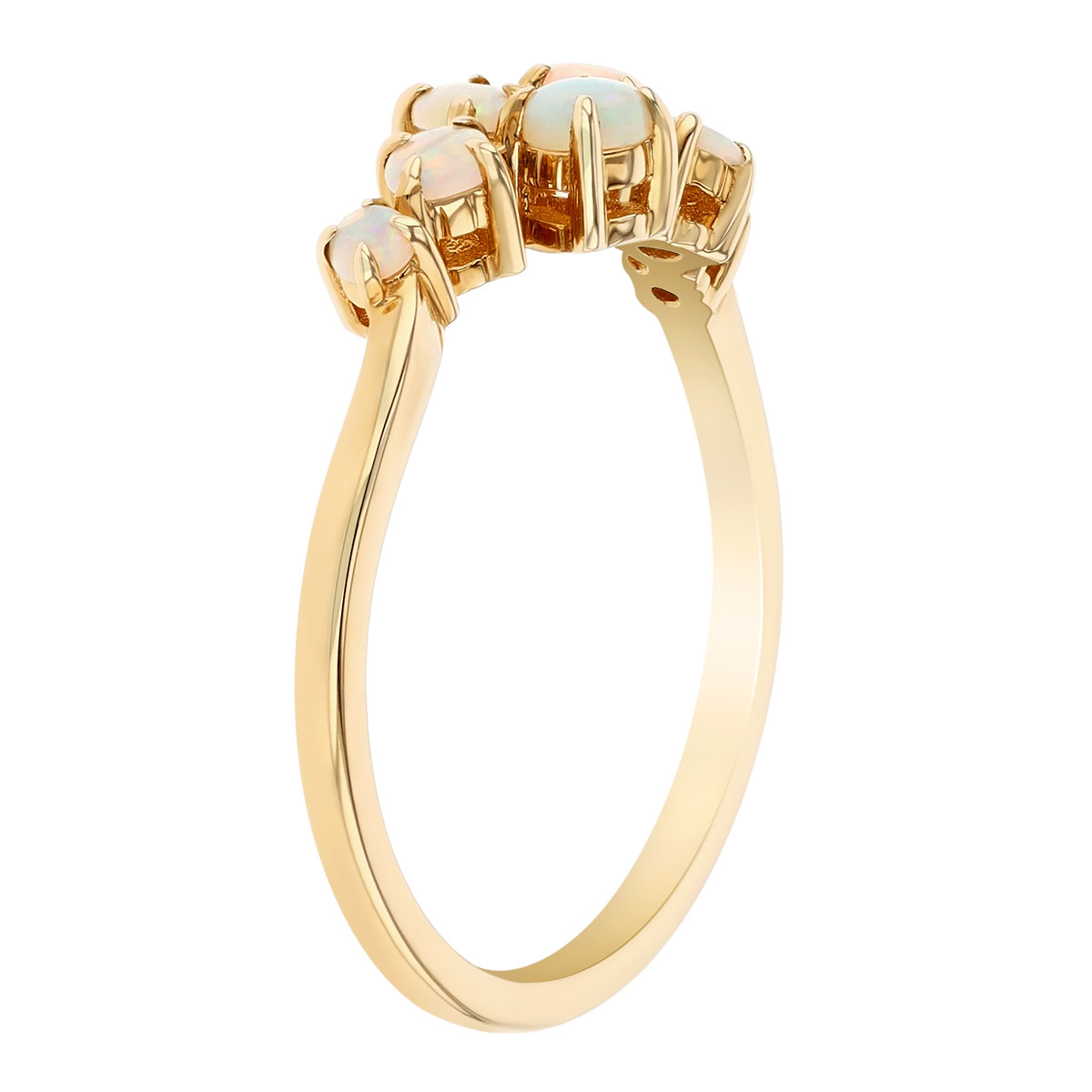 Round Cabochon Opal Cluster Ring in Yellow Gold