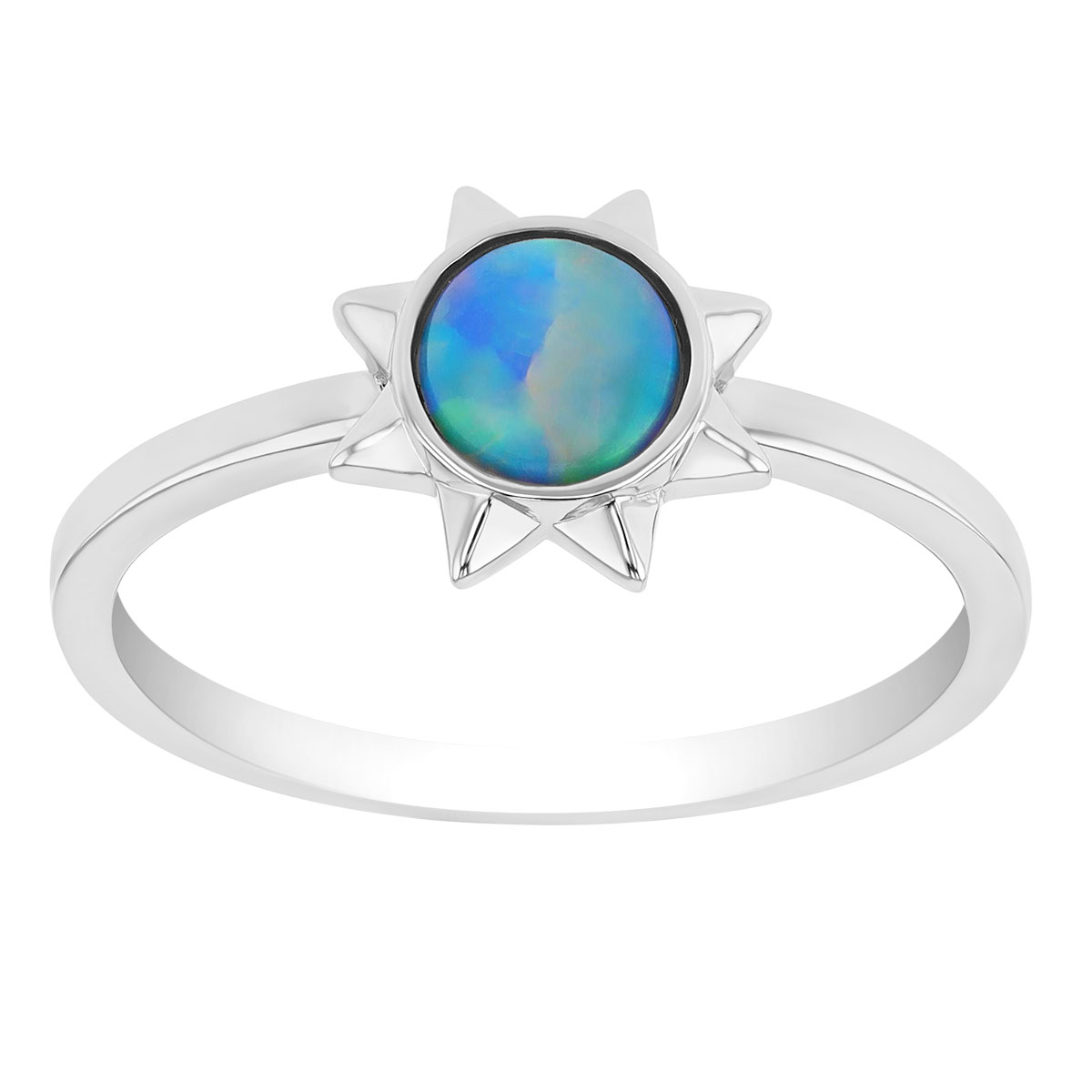 Round Cabochon Opal Star Ring In White Gold Borsheims 