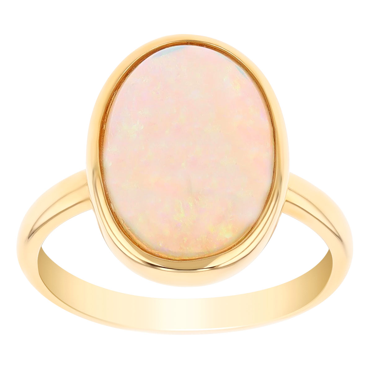 Oval Cabochon Opal Ring in Yellow Gold