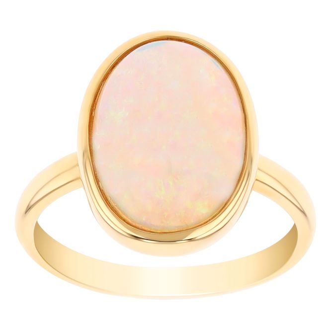 Oval Cabochon Opal Ring in Yellow Gold