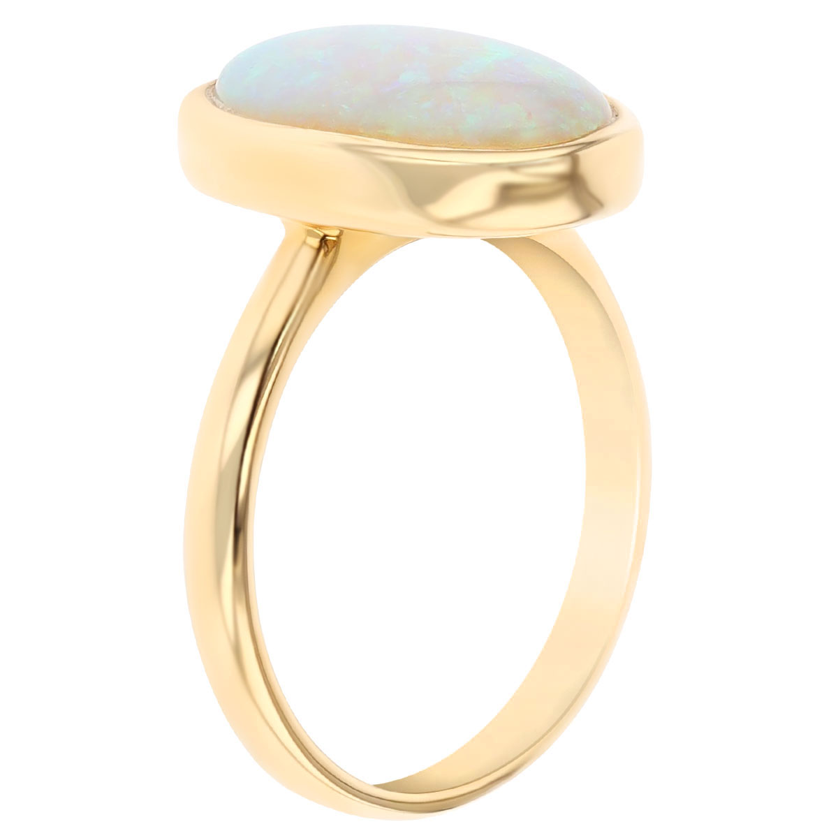 Oval Cabochon Opal Ring in Yellow Gold