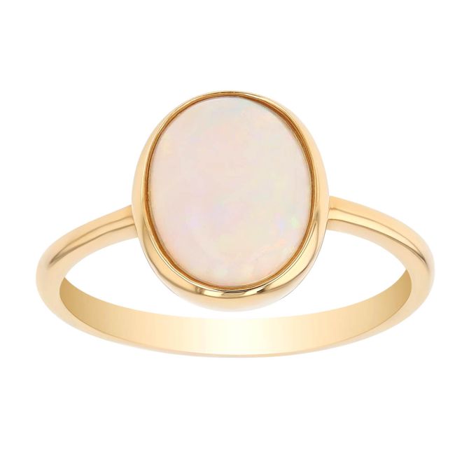 Bezel Set Oval Cabochon Ring in Yellow Gold
