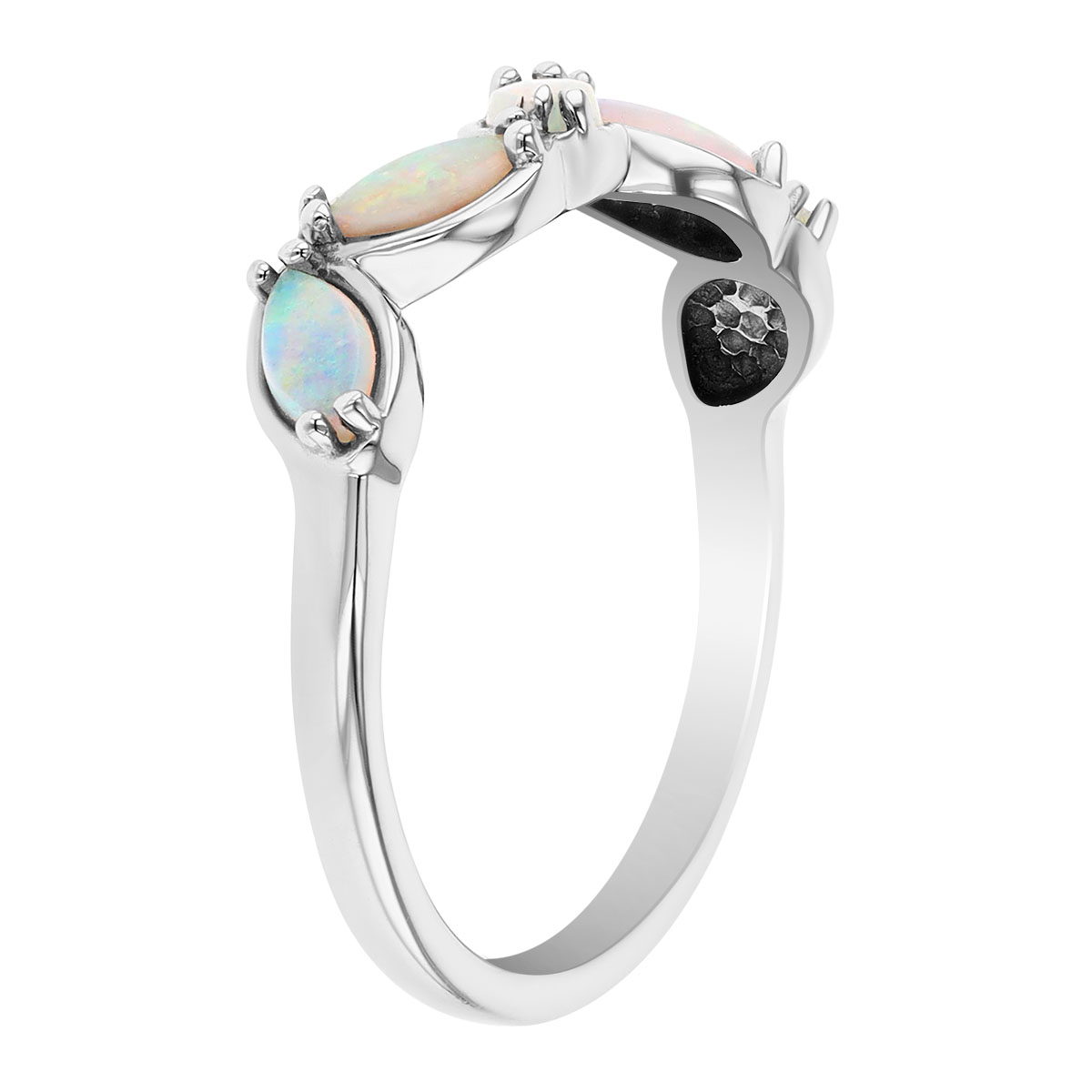 Marquise Cabochon Opal 5 Stone Ring in White Gold