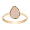 Pear Shaped Cabochon White Opal Bezel Set Ring in Yellow Gold