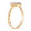Pear Shaped Cabochon White Opal Bezel Set Ring in Yellow Gold