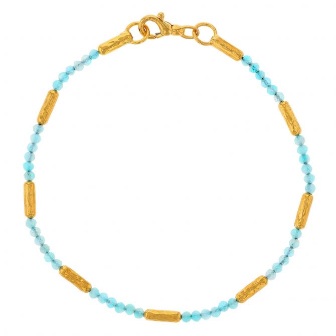 Gurhan Amazonite Bead & Rounded Yellow Gold Link Station Bracelet, 7.5"