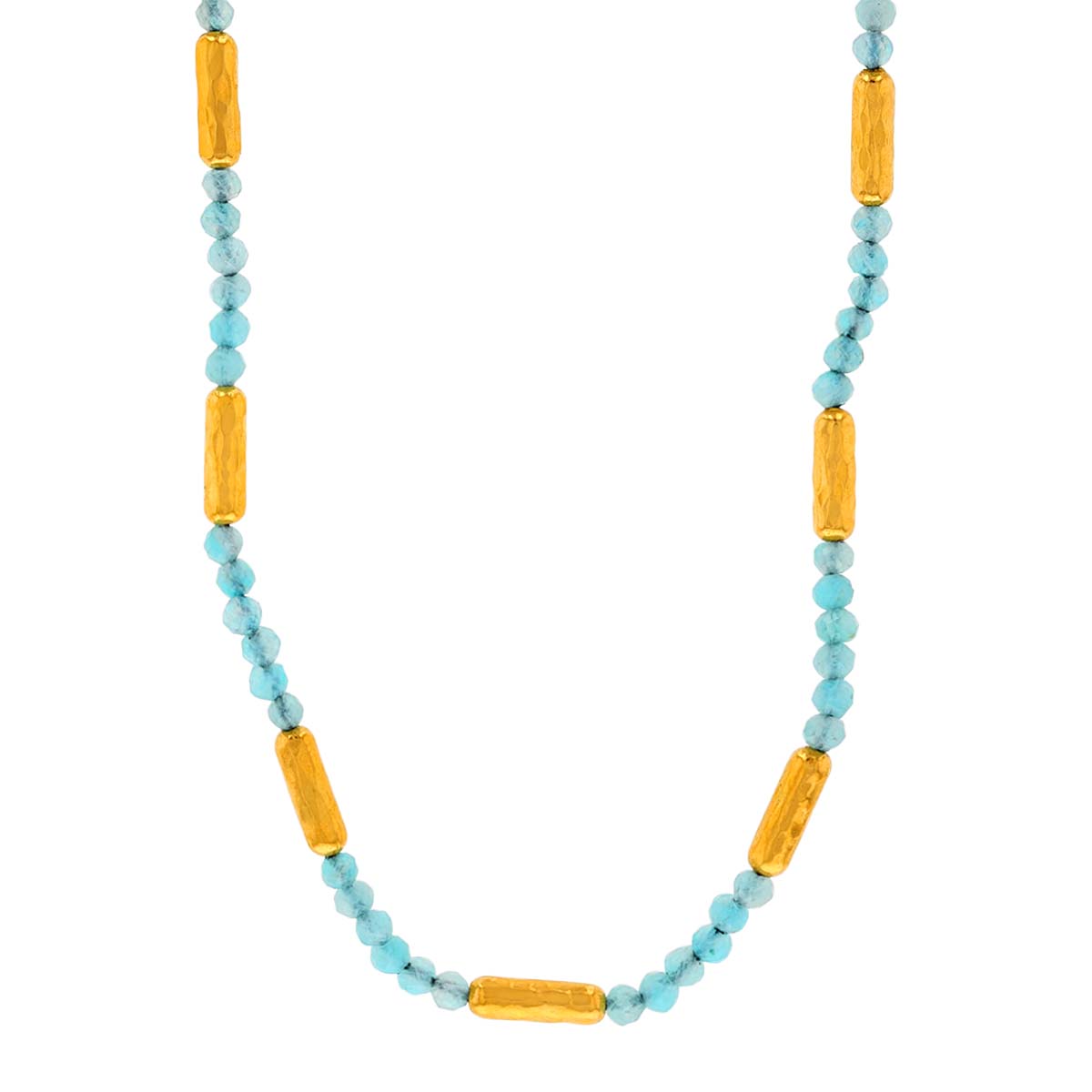 Gurhan Amazonite Bead & Yellow Gold Bar Station Necklace, 18.5