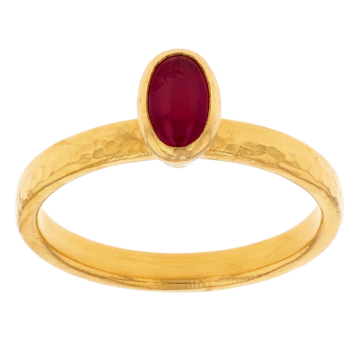 Gurhan Oval Ruby Cabochon Bezel Set Ring in 24K Yellow Gold