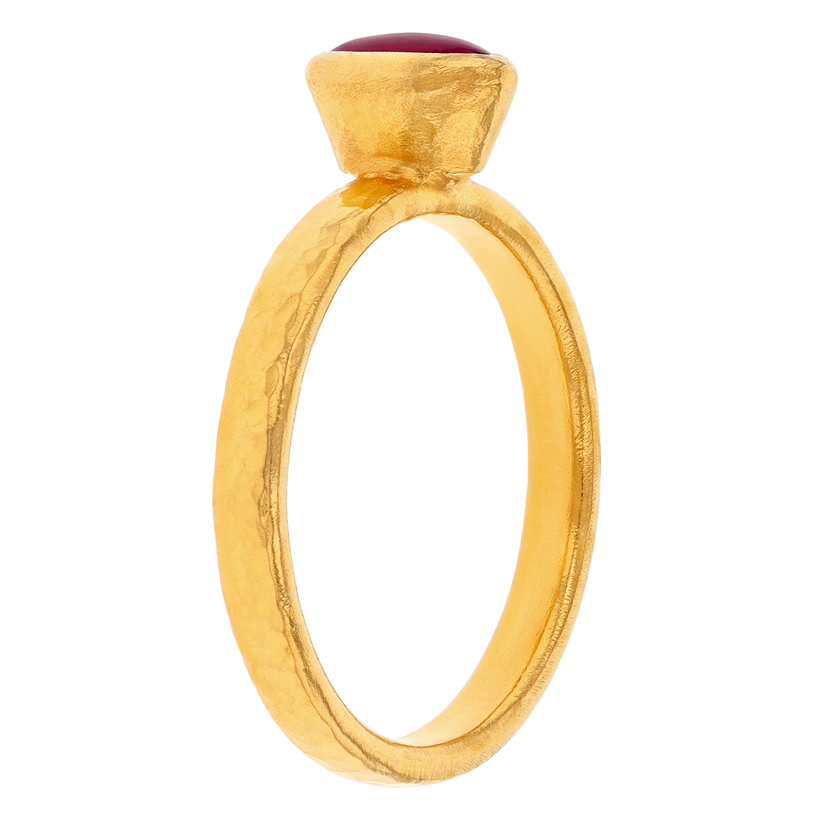 Gurhan Oval Ruby Cabochon Bezel Set Ring in 24K Yellow Gold