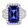 Emerald Cut Tanzanite & Multi-Shape Diamond Ring in Platinum