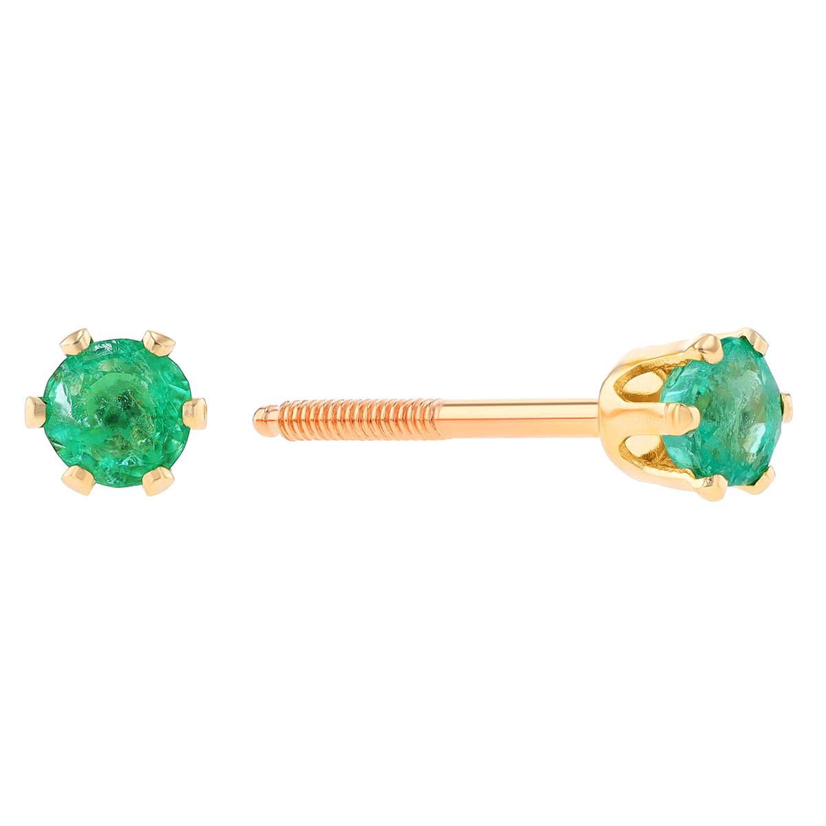 Children's Emerald Stud Earrings in Yellow Gold